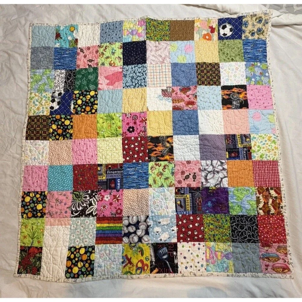 Patchwork Baby Quilt Anchors On Back Proverbs Scripture On Back See Pics 38”x38”